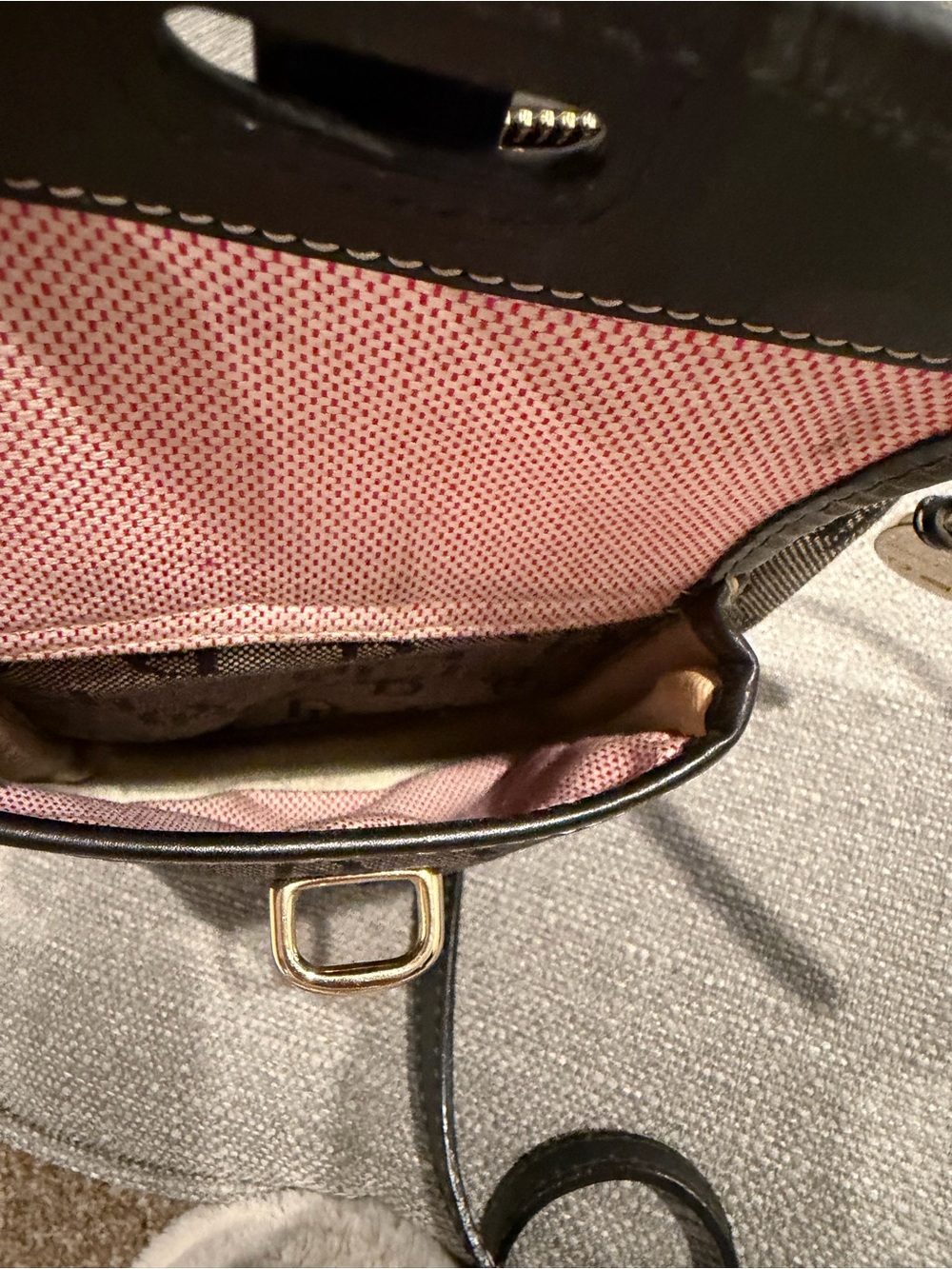 Dooney & Bourke Beige and Black Monogram Crossbody - Picture 6 of 9